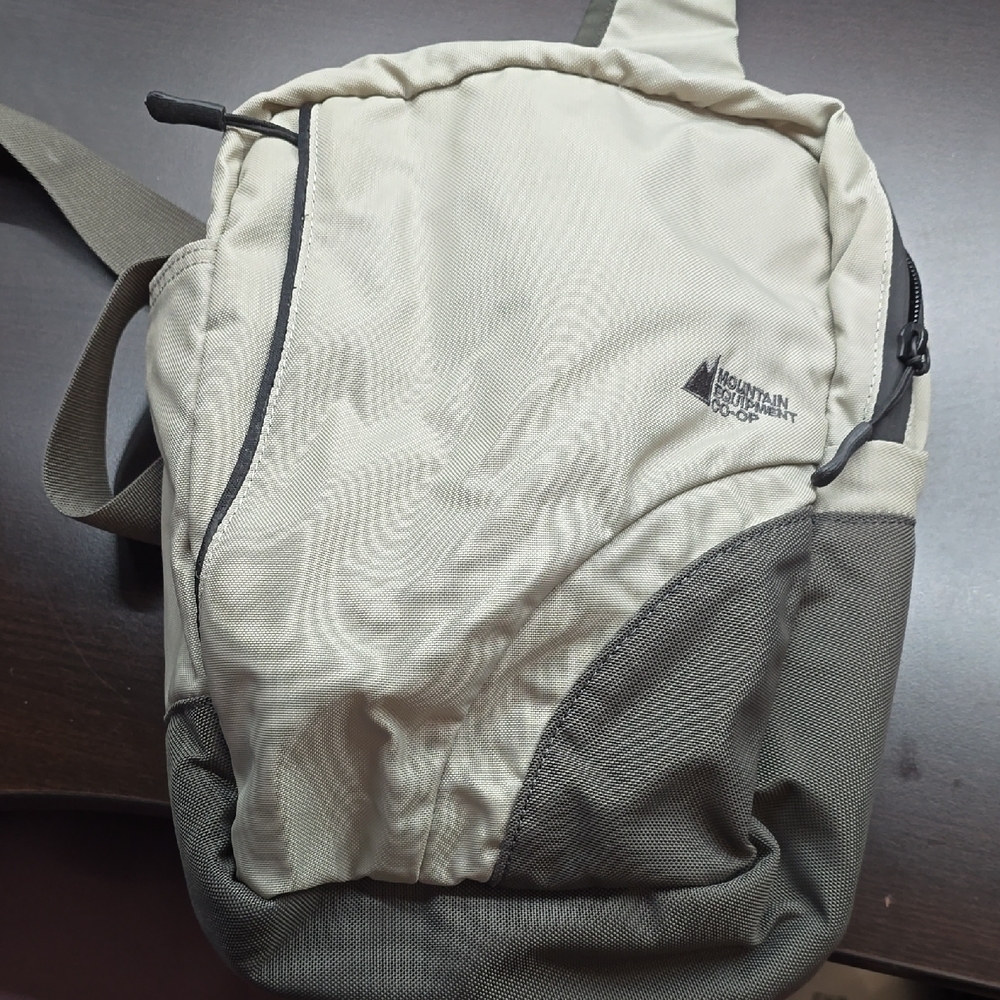 Cream and Gray Crossbody Bag